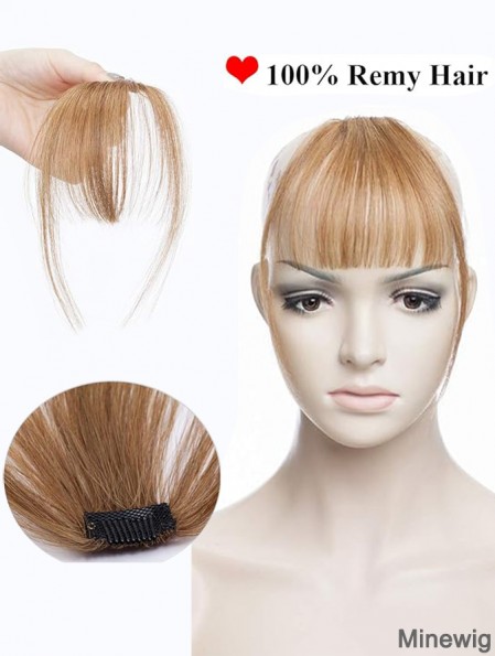 Clip in Fringe Human Hair Light Bangs Straight