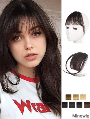 Clip in Fringe Human Hair 100% Real Hair Fringe Extensions Clip in French Bangs Fringe with Temples Clip on Fringe Bangs Real Hair Pieces for women Natural Color