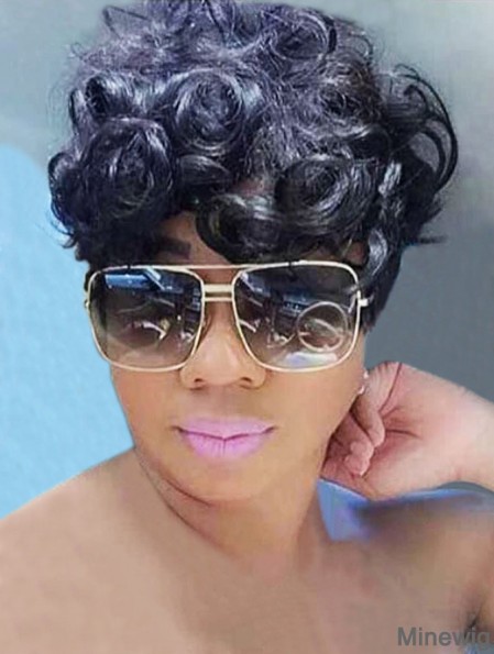 Short Curly Wigs for Black Women Short Curly Pixie Cut Wig Black Synthetic Curly Hair Wigs Short Pixie Wigs for African Americans