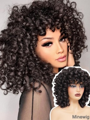 Short Curly Wig Full Culry WIgs for Black Women Afro Curly Wig With Bangs Synthetic Hair