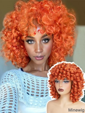  Synthetic Hair Replacement Wigs For Women Fluffy Natural And Soft Ginger Wig Cosplay and Daily (Orange)