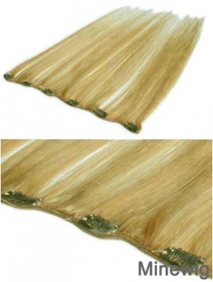 Flexibility Blonde Straight Remy Human Hair Clip In Hair Extensions