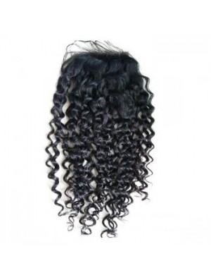 Lace Closures Curly Style Black Color Long Length With Remy