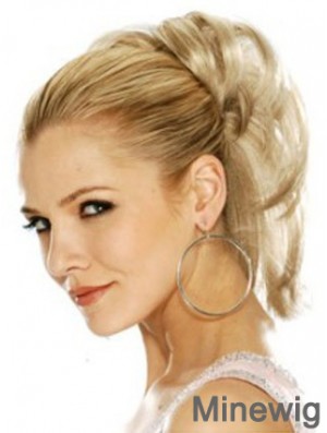 Hairpieces Clip In Blonde Color Straight Style With Synthetic