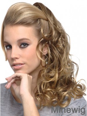 Amazing Blonde Curly Synthetic Clip In Hairpieces