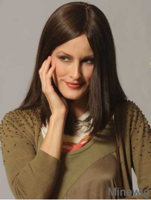 Straight Hair Human Wigs Long Length Straight Style Brown Color