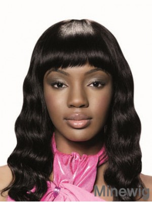 Long Black Wavy With Bangs New African American Wigs