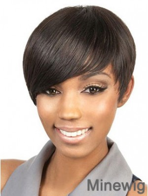 Cropped Brown Straight Boycuts Suitable African American Wigs