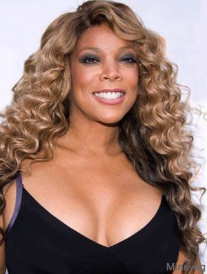 Blonde Curly Human Hair Wigs Without Bangs 22 inch Length Best Wendy Williams Wigs