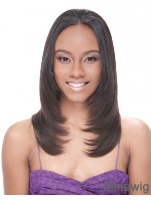 Long Brown Straight Without Bangs Suitable African American Wigs