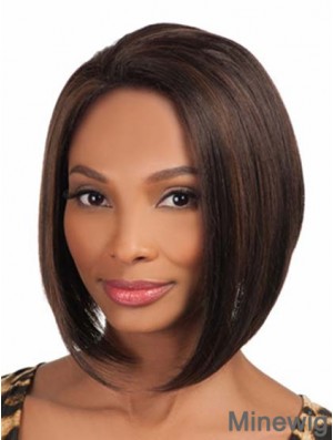 Chin Length Brown Yaki Without Bangs Comfortable African American Wigs