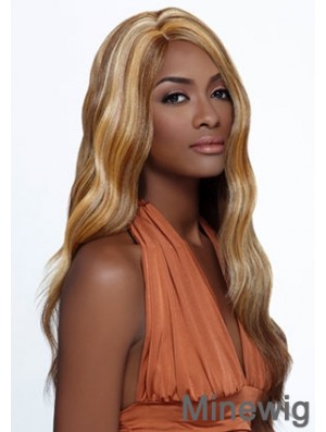 Long Blonde Wavy Layered Ideal African American Wigs