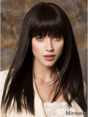 Best Synthetic Wigs With Bangs Monofilament Straight Style Black Color