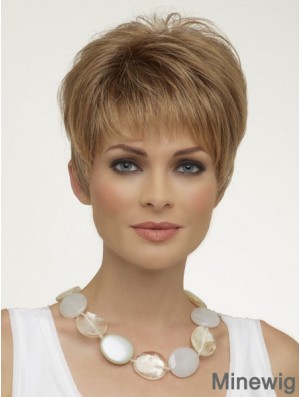 Natural Synthetic Wigs Boycuts Cropped Length Blonde Color Wigs