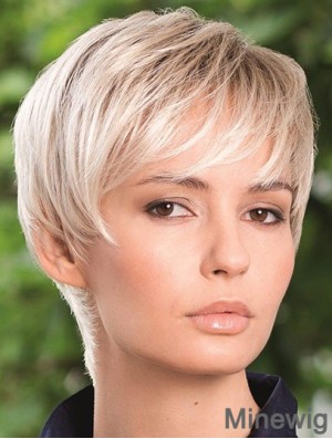 Synthetic Hair Wig Boycuts Straight Style Blonde Color Short Length