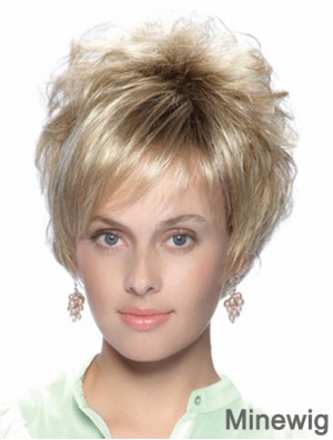 No-Fuss 8 inch Straight Blonde With Bangs Short Wigs