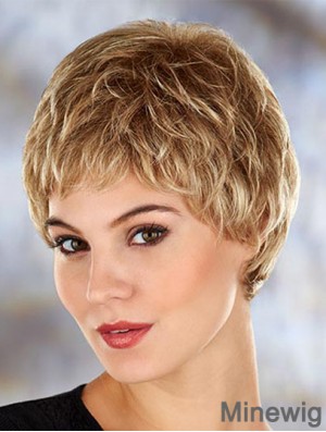 Cheap 4 inch Wavy Blonde Boycuts Short Wigs