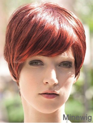 Incredible 8 inch Straight Red Boycuts Short Wigs