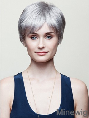 Straight Grey 6 inch Perfect Short Wigs