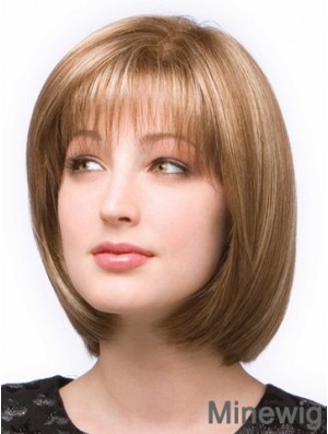 Chin Length Straight Monofilament Brown Stylish Bob Wigs