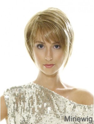 Short Blonde Style 8 inch Straight Bob Wigs