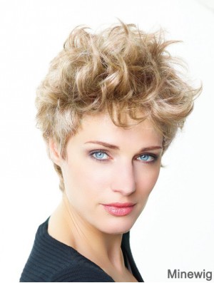 Curly Boycuts Short Blonde Trendy Lace Front Wigs