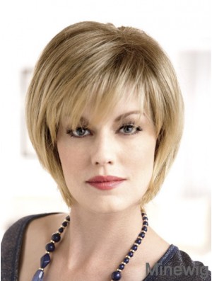 8 inch Sleek Blonde Bobs Monofilament Wigs