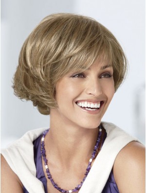 Capless Short Wavy Blonde Great Bob Wigs