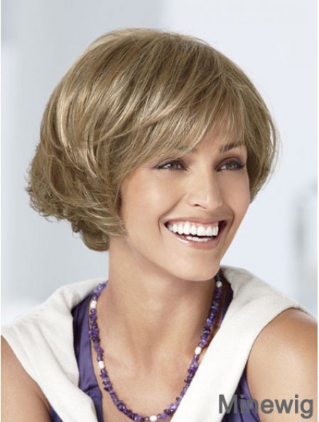 Capless Short Wavy Blonde Great Bob Wigs