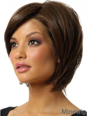 Capless Chin Length Straight Brown New Bob Wigs