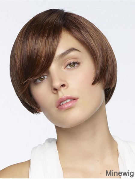 Straight Short Brown 6 inch Capless Ideal Bob Wigs