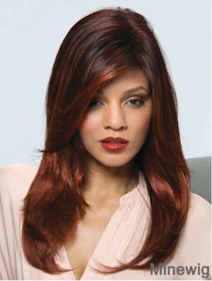 Stylish Auburn Straight With Bangs Capless Long Wigs