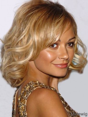 Good Blonde Shoulder Length Wavy 13.5 inch Bobs Nicole Richie Wigs