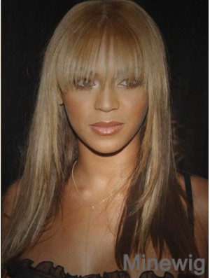 Brown Long Straight With Bangs Lace Front 16 inch Beyonce Wigs