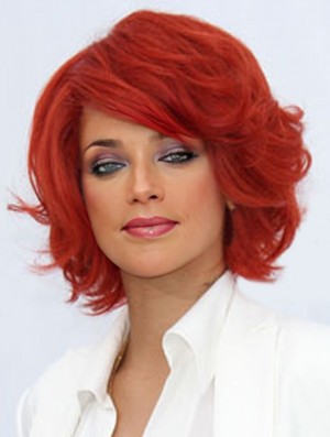 High Quality Chin Length Red Wavy Capless Rihanna Wigs