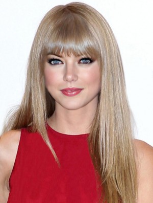 Capless With Bangs Straight Long Blonde Ideal Taylor Swift Wigs