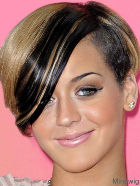 Ombre/2 Tone Straight With Bangs 100% Hand-tied 8 inch Cheap Rihanna Wigs