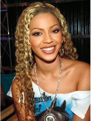 Blonde Long Curly Without Bangs Lace Front 24 inch Beyonce Wigs