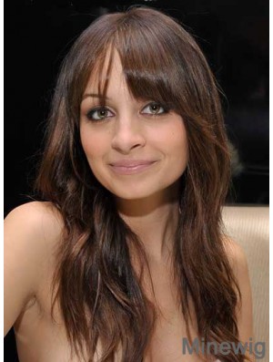 Cheapest Brown Long Wavy 21 inch With Bangs Nicole Richie Wigs