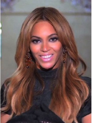 Brown Long Wavy Without Bangs Lace Front 18 inch Beyonce Wigs