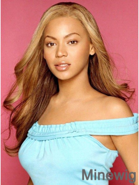 Brown Long Wavy Without Bangs Lace Front 24 inch Beyonce Wigs