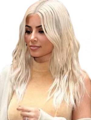 Blonde Long Lace Front 20 inch Wavy Remy Human Hair Kim Kardashian Wigs