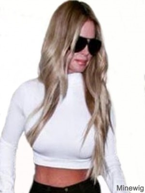 Synthetic Brown 24 inch Without Bangs Wavy Long Lace Front Kim Zolciak Wigs