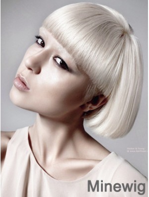 Lace Front Bobs Short Straight 10 inch Platinum Blonde Great Fashion Wigs