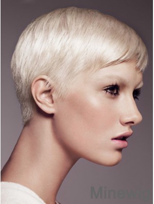 Capless Boycuts Short Straight 8 inch Platinum Blonde Fabulous Fashion Wigs