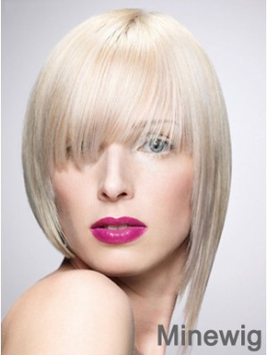 Monofilament Bobs Short Straight 10 inch Platinum Blonde New Fashion Wigs