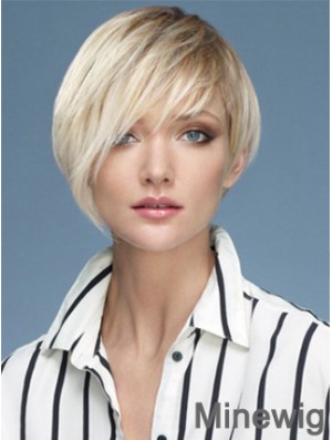 Capless Boycuts Short Straight 10 inch Platinum Blonde Sassy Fashion Wigs