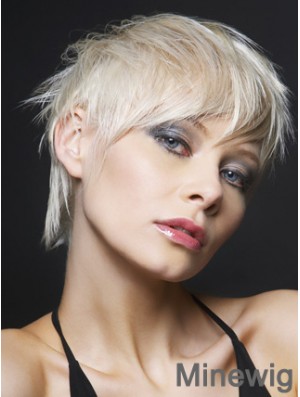 Lace Front Boycuts Short Straight 8 inch Platinum Blonde Ideal Fashion Wigs