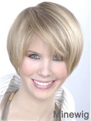 Monofilament Grey Short Straight 8 inch Platinum Blonde Gorgeous Fashion Wigs