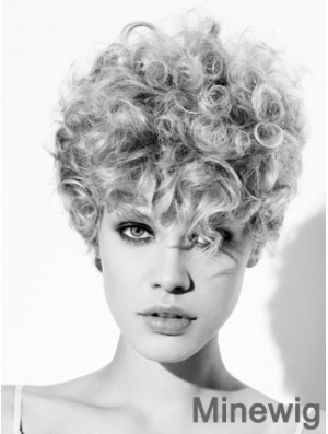 Capless Grey Short Curly 8 inch High Quality Fashion Wigs